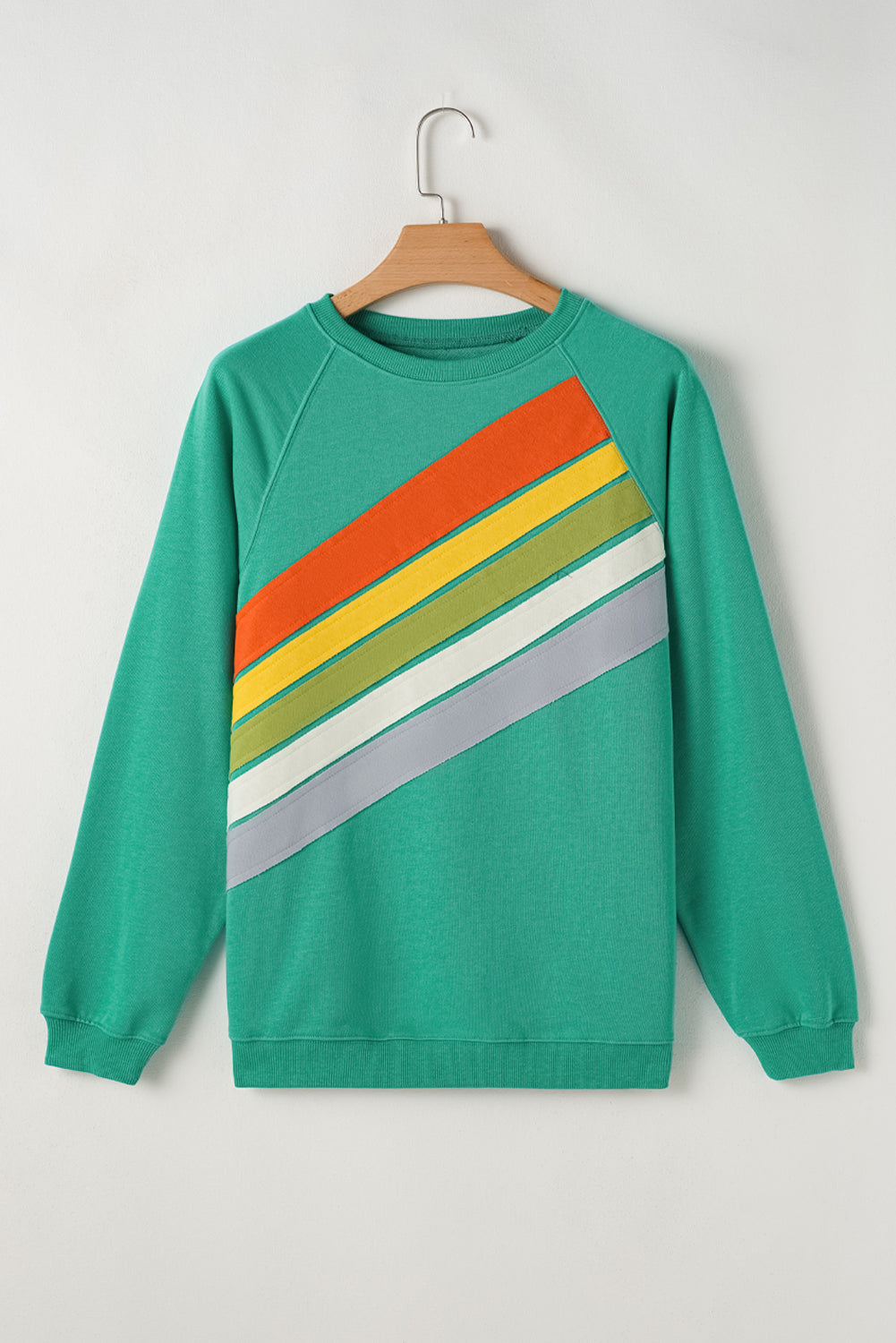 Apricot Rainbow Colorblock Pullover Sweatshirt