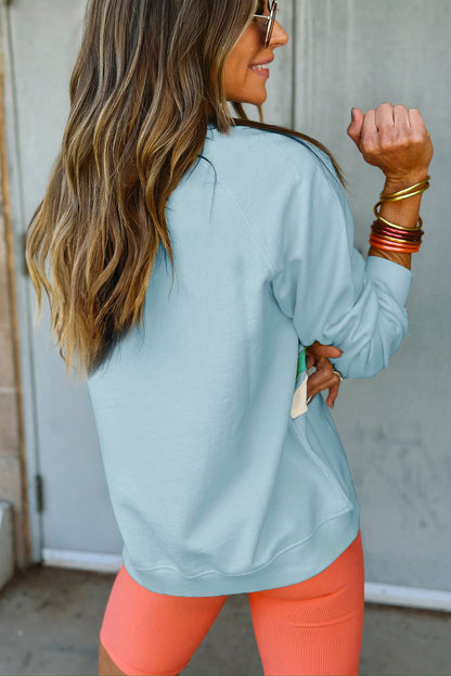 Apricot Rainbow Colorblock Pullover Sweatshirt