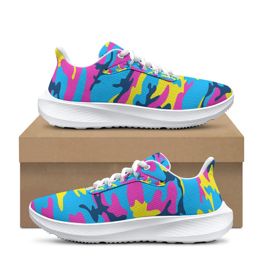 Women's Multi Color Neon Camo Road Running Shoes