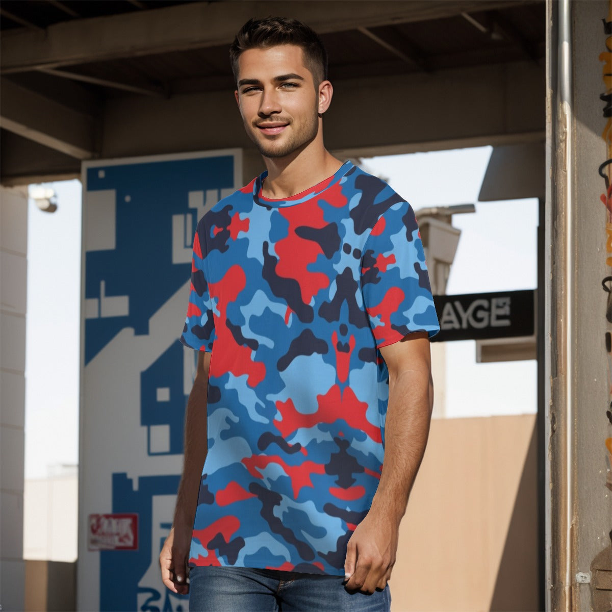 Blue & Red Camo T-Shirt