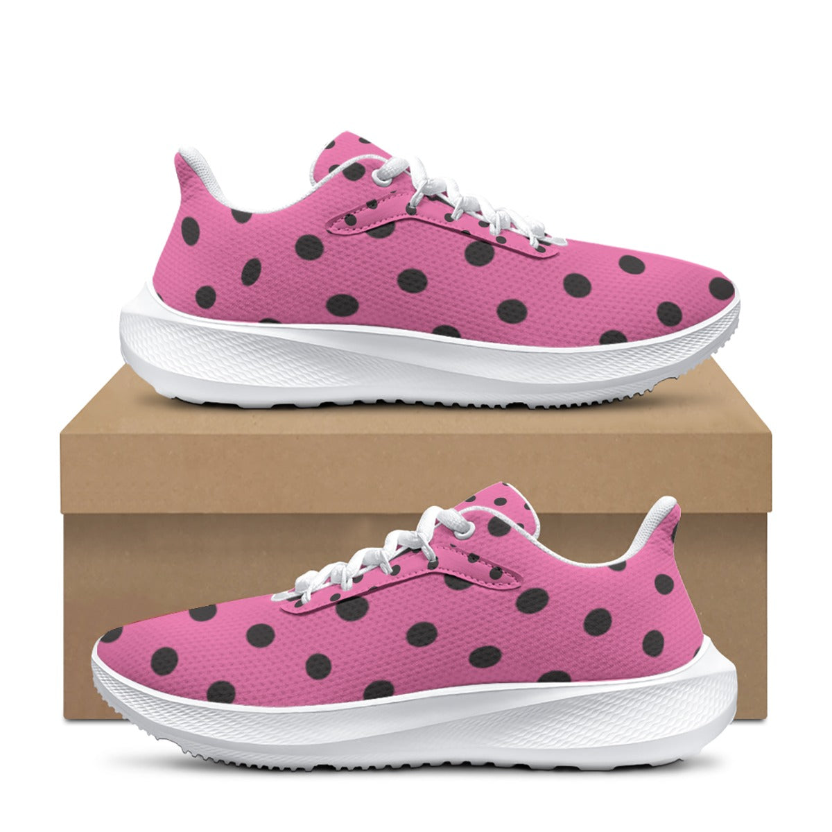 Women's Pink & Black Lady Bug Polka Dot Road Running Shoes  - Women's Casual Comfortable Athletic Sh