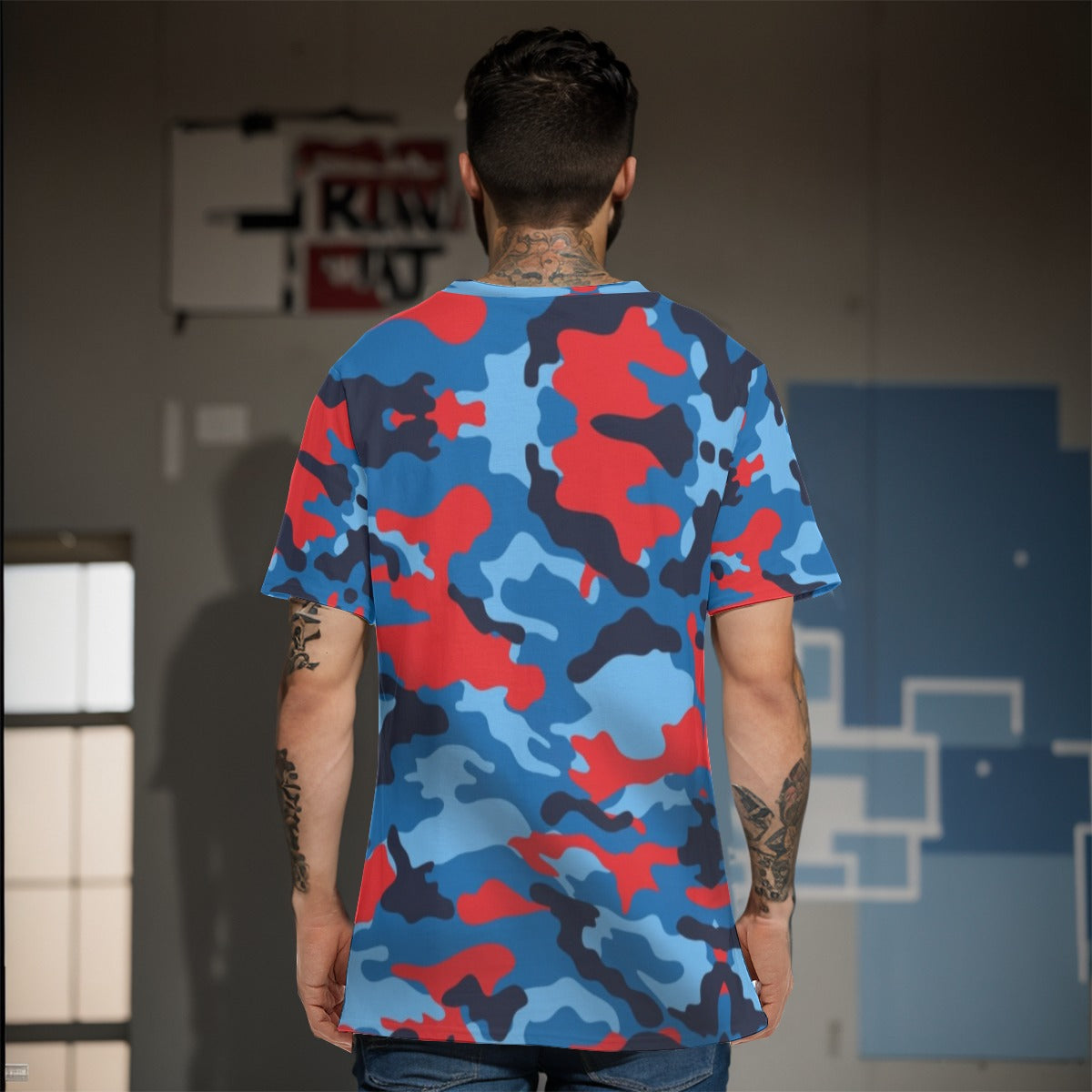 Blue & Red Camo T-Shirt