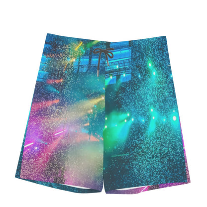 Concert Print Men's Beach Shorts With Elastic Waist