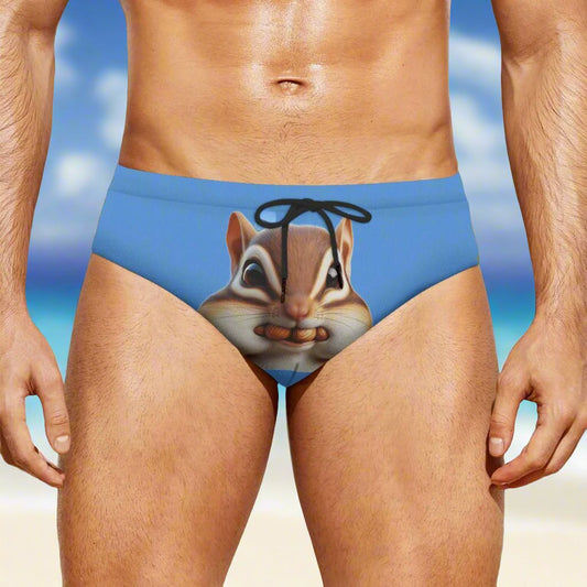 SNEAKY CHIMPMUNK MENS SWIM BRIEFS