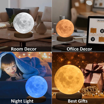 16 Colors Creative 3D Led Moon Night Lamp 360° Rotating Lunar Night Light for Home Office Room Touch Control Desktop Moon Lamp