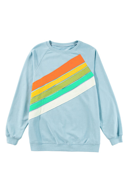 Apricot Rainbow Colorblock Pullover Sweatshirt