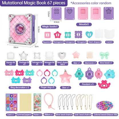 Jewel Rings Stickers Magical Kits For Little Girls, Handmade DIY Crafting Rings Bracelet Pendent Keychain, DIY Crafts For Kids, 71 PCS DIY Toys For Age 3 4 5 6 Year Old