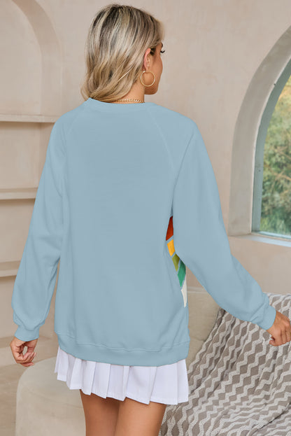 Apricot Rainbow Colorblock Pullover Sweatshirt