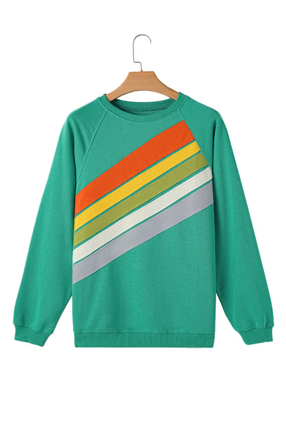 Apricot Rainbow Colorblock Pullover Sweatshirt