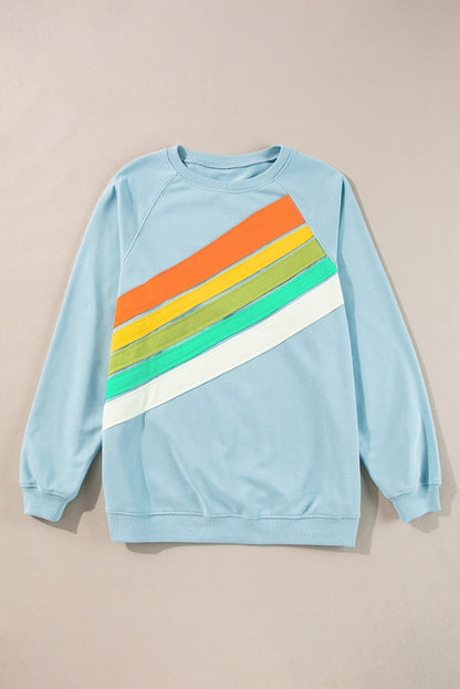 Apricot Rainbow Colorblock Pullover Sweatshirt